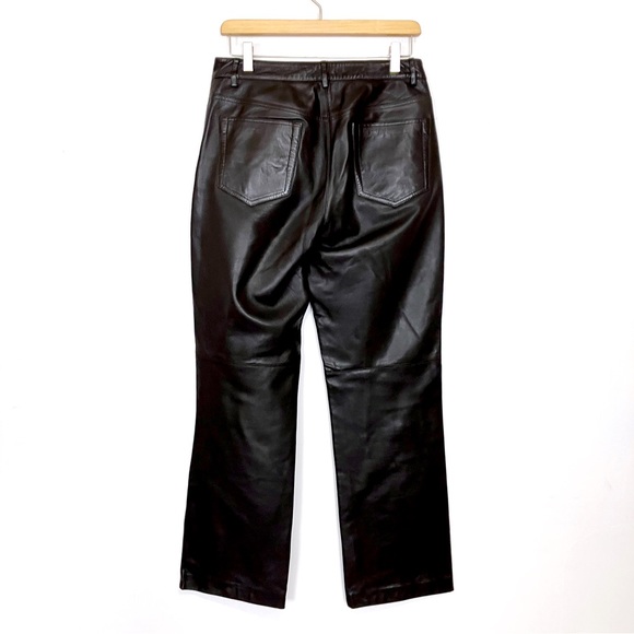 Vintage leather pants dark brown high waisted straight leg 90s y2k biker - Picture 2 of 8